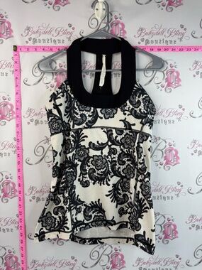 lululemon athletica Halter Tank Top with Black and White Floral Scoop neck
